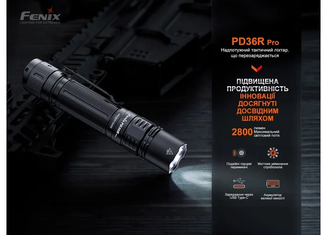 Ліхтар Fenix PD36R Pro RED 2800Lm Фото 2